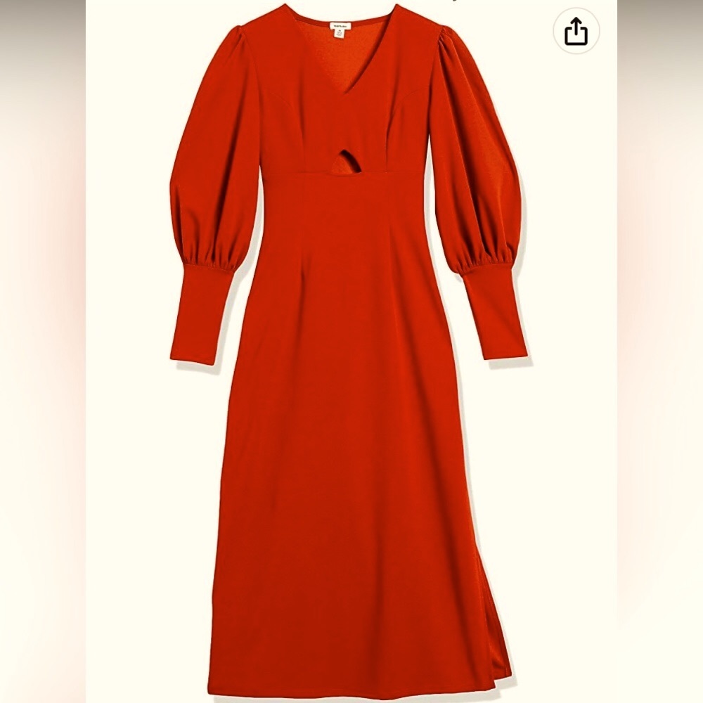 Wild Meadow Women’s balloon Sleeved Fall Boho Midi Dress Rust Colored NWT MED